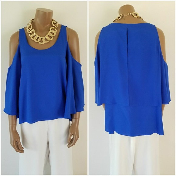 Gianni Bini Tops - Large Blue Gianni Bini Cold Shoulder Blouse